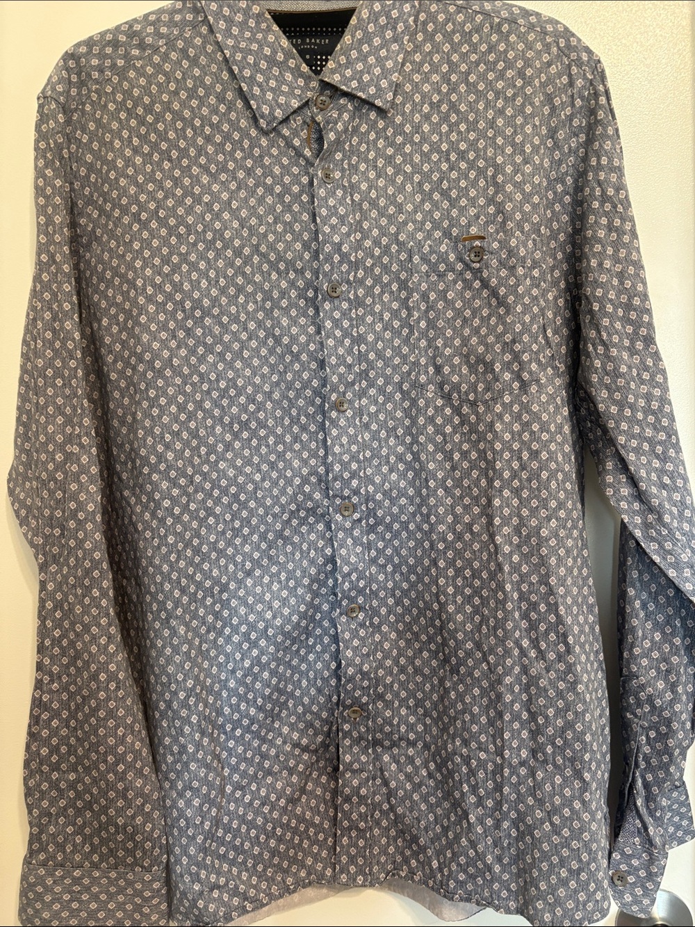 Ted Baker Men's Navy Geo-Print Long Sleeve Button-Down Shirt